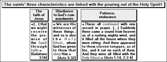 The saints’ three characteristics are linked with the pouring out of the Spirit!