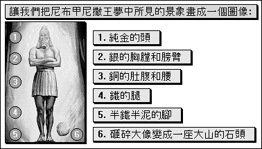 讓我們把尼布甲尼撒王夢中所見的景象畫成一個圖像